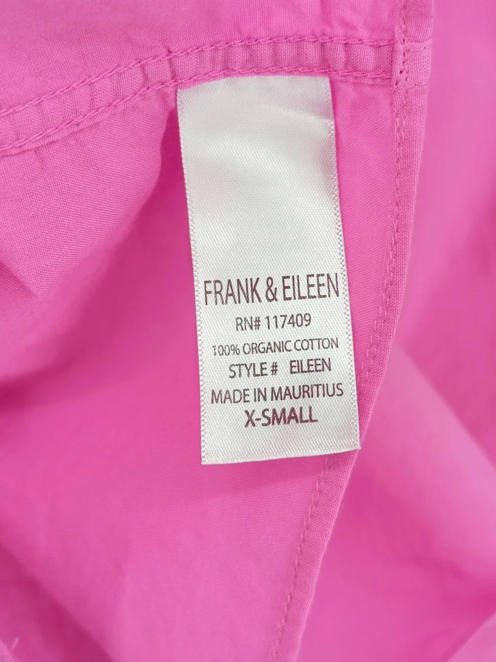 Frank & Eileen Eileen Pink Organic Cotton Button Down Shirt XS
